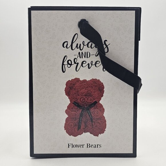 Always And Forever Faux Rose Flower Bear Figure Valentines Day Gift Red 9 in - Picture 6 of 11